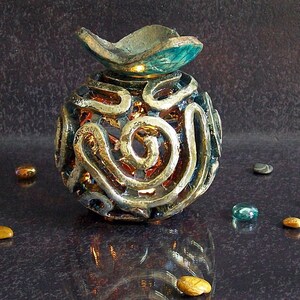 Bruciatore Per Aromaterapia In Ferro Battuto - Portacandele E Diffusore Per Oli Essenziali - Decorazione Da Tavolo - 4