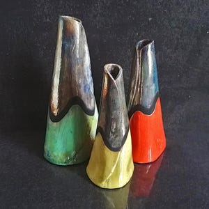 Scultura Design Vulcano – Vaso in Ceramica Raku Fatto a Mano – Diffusore Opzionale – Colori Personalizzabili