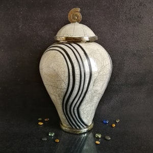 Raku pottery white urn for human or pet ashes, minimal and elegant design inspired by oriental shape, various colors and size available image 3