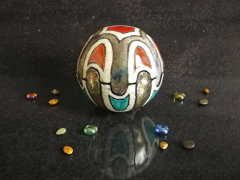 boîte à bijoux en céramique raku en forme de coquille, coffret pour bijoux et petits objets, vide poche décoratif fait main personnalisable image 1
