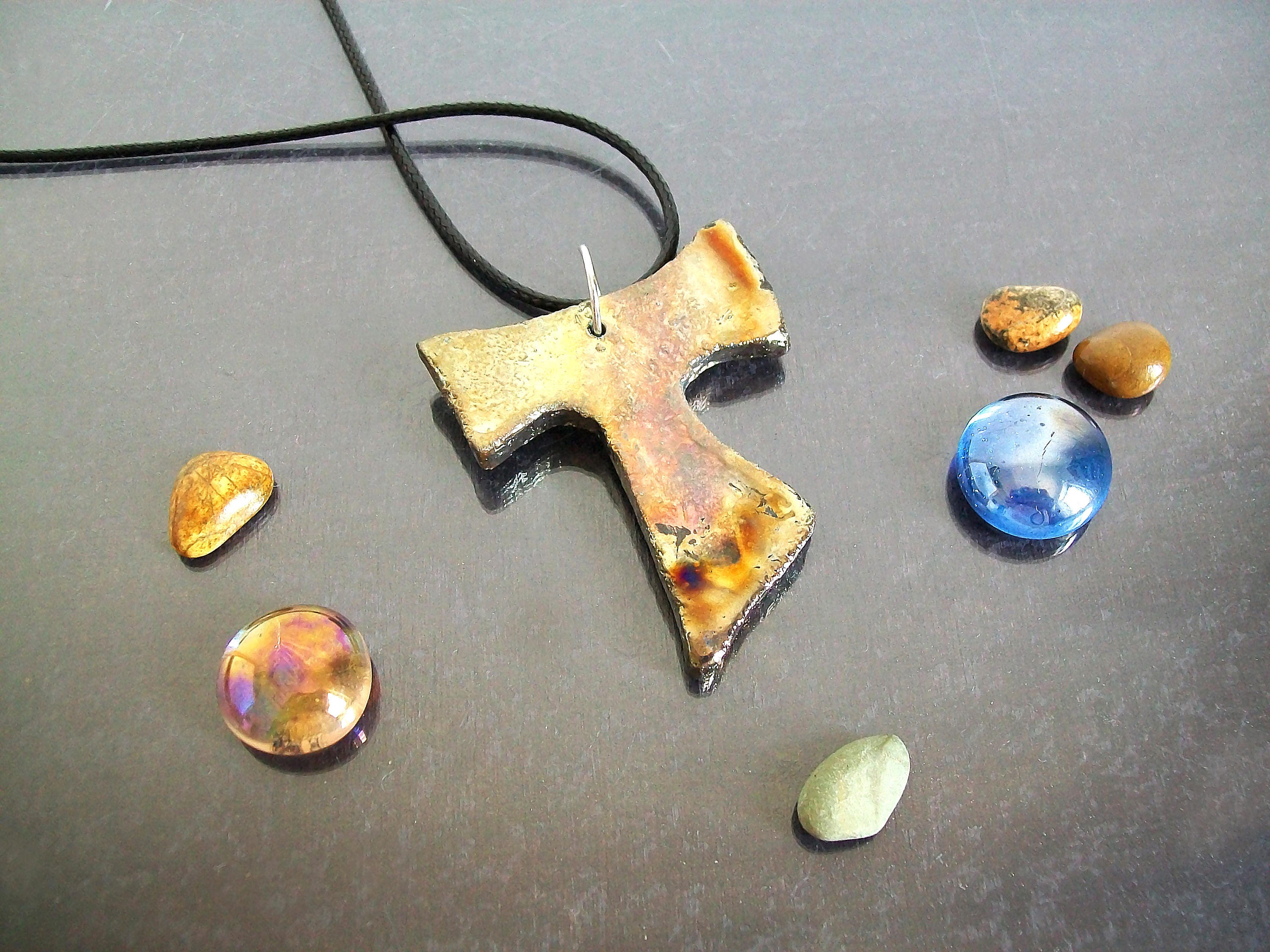 Gold Tau Cross Pendant Handcrafted 