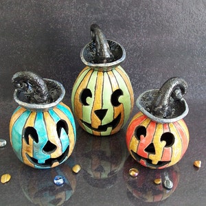 raku pottery jack o lantern, Halloween pumpkin Essential Oil Diffuser, halloween Candle holder, halloween decoration, halloween oil warmer image 7