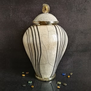 Raku pottery white urn for human or pet ashes, minimal and elegant design inspired by oriental shape, various colors and size available image 5