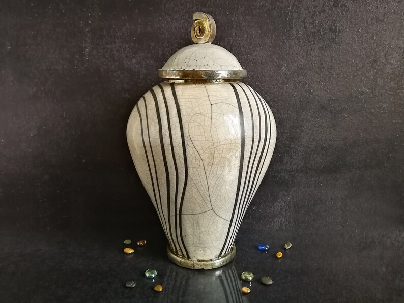 Raku pottery white urn for human or pet ashes, minimal and elegant design inspired by oriental shape, various colors and size available image 5