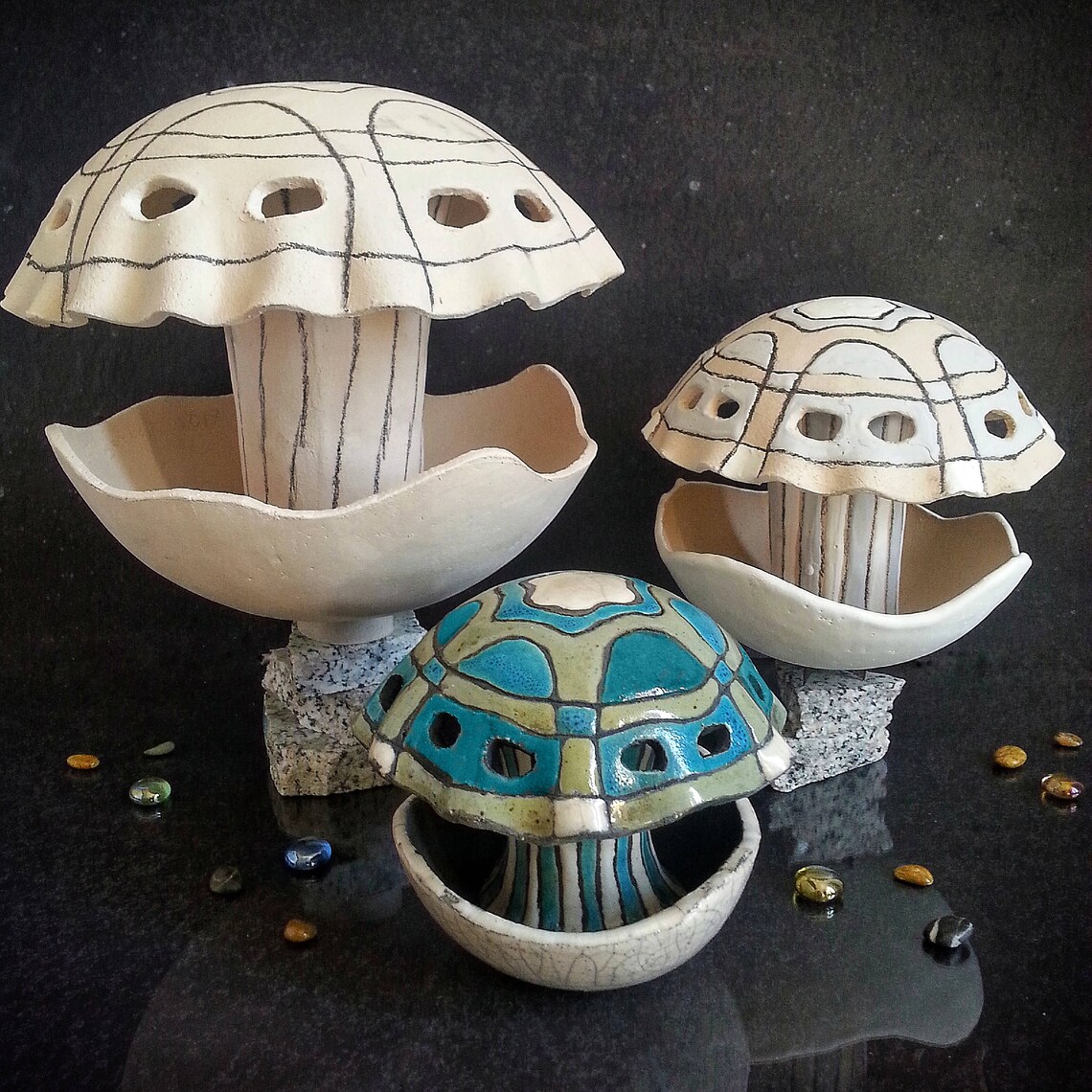 Ceramic jellyfish hanging planter pot hanging terrarium raku Etsy