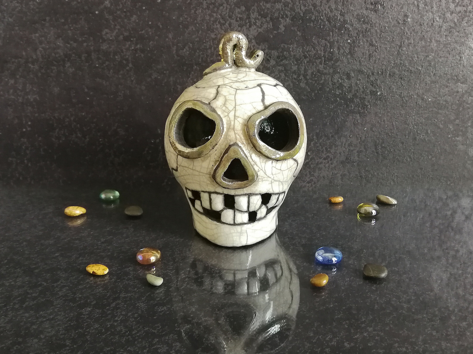 Raku Ceramic Skull Lantern Halloween Skull Candle Holder Etsy