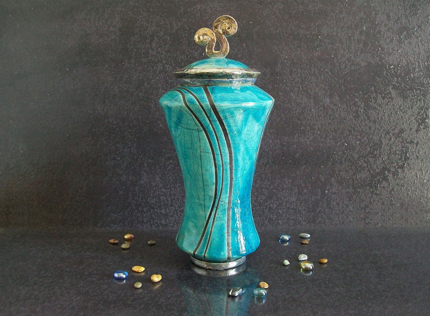 Raku Pottery Pagoda Vase Urn Turquoise Urn Cremation Urn for Etsy