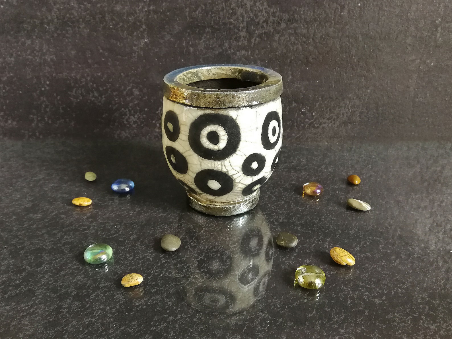 Raku Ceramic Geometric Patterned Planters Black and White | Etsy