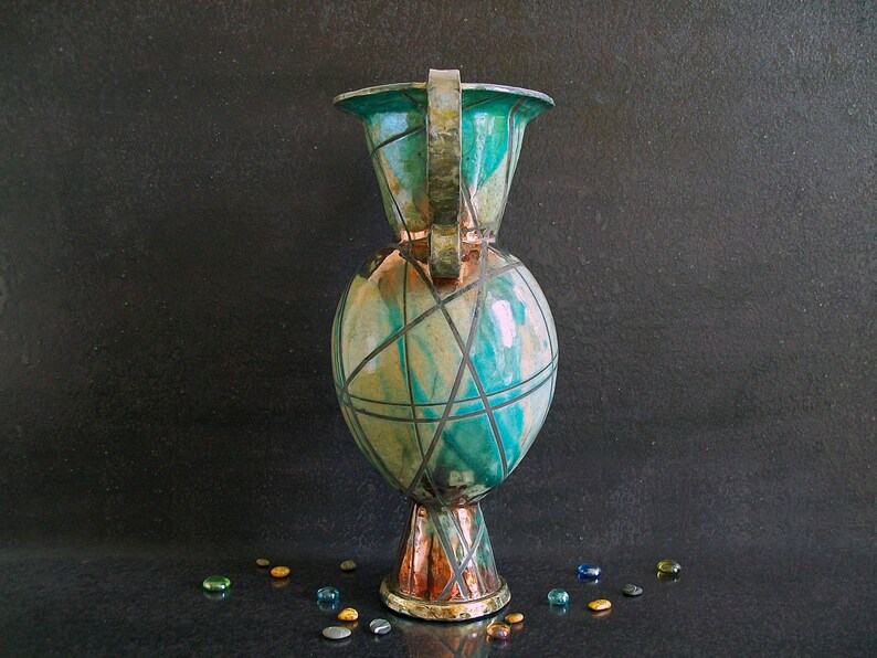 Raku Ceramic Large Amphora With Two Handles Fine Art Ceramic Etsy