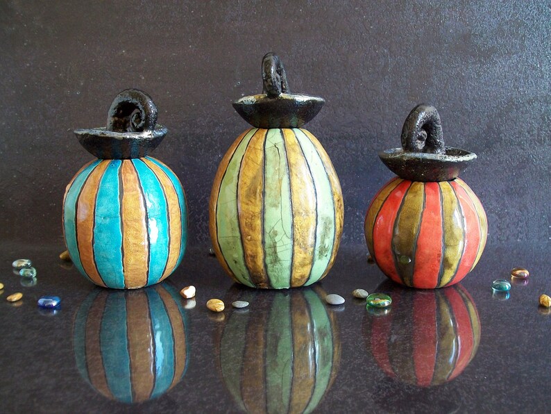 Halloween pumpkin candle holder, jack o lantern Essential Oil Diffuser, Raku pottery oil warmer, halloween decor, ceramic pumpkin lantern image 9