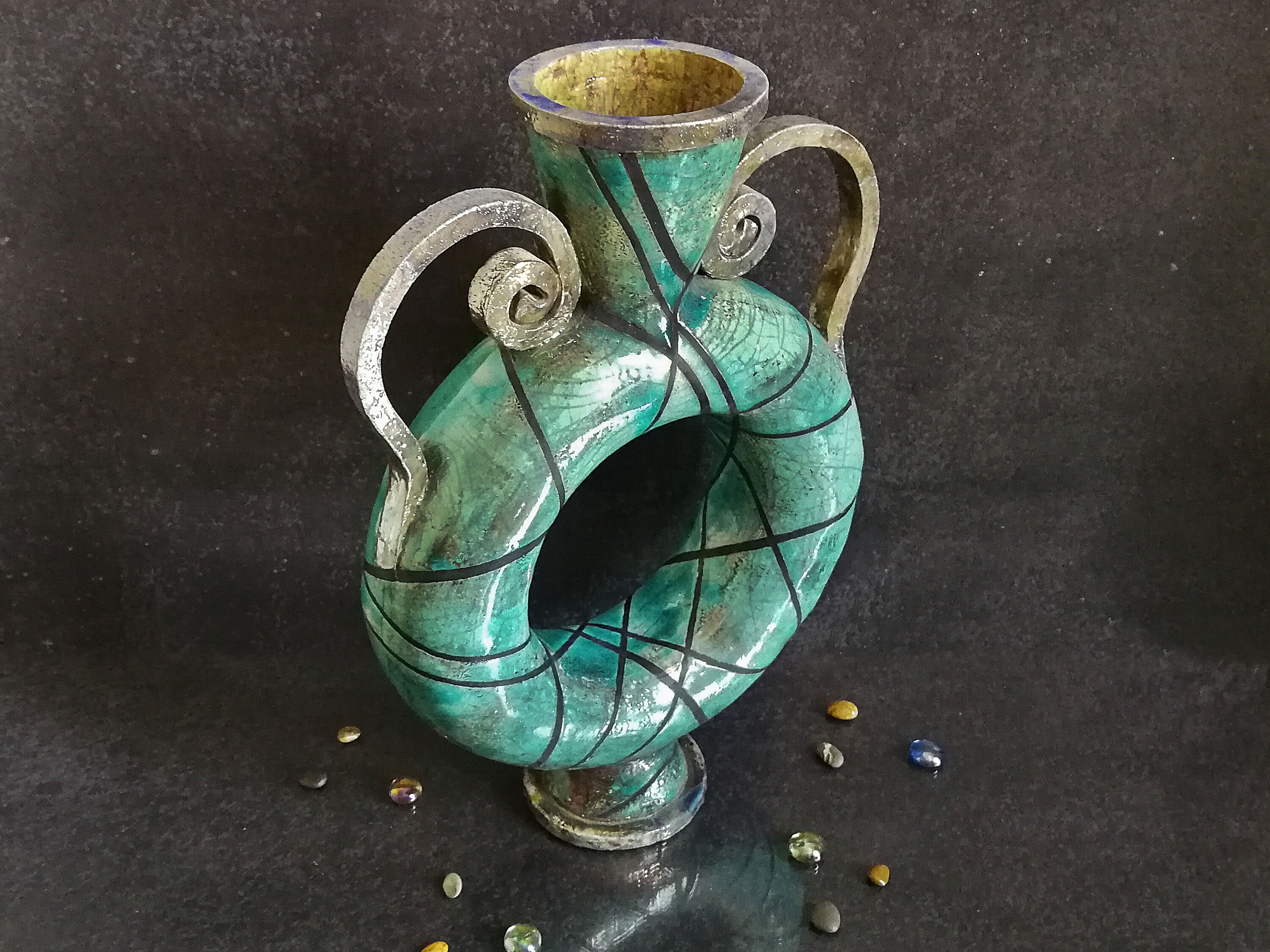 Neptune’s Eye – Architectural Raku Ring Vase | Large Sculptural Ceramic ...