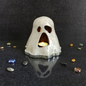 Bougeoir Fantôme Céramique Halloween – Support Bougie Mignon, Déco Table Centre Pièce