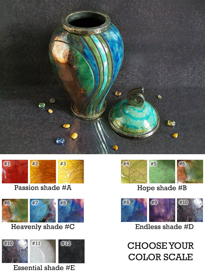 Raku colorful Urn, blue striped urn, cremation urn for ashes, keepsake urn, adult urn human, pet urn, personalized urn, cat urn, dog urn image 6