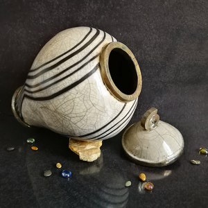 Raku pottery white urn for human or pet ashes, minimal and elegant design inspired by oriental shape, various colors and size available image 9