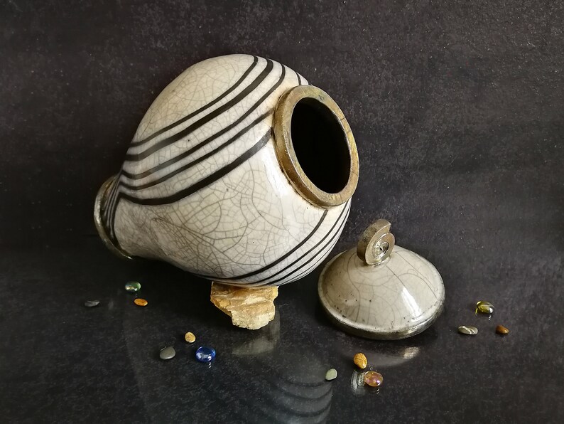 Raku pottery white urn for human or pet ashes, minimal and elegant design inspired by oriental shape, various colors and size available image 9