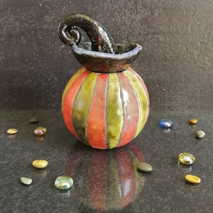 Raku Halloween Jack-o'-Lantern – Ceramic Pumpkin Candle Holder & Oil Burner – Handmade Pottery Halloween Decoration – Custom Colors image 6