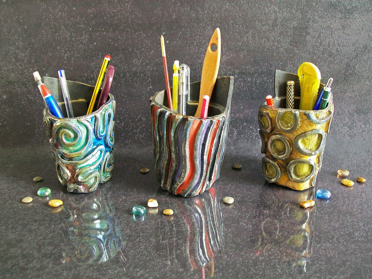 Ceramic Pen holder ceramic gift pencil cup desk organiser Etsy