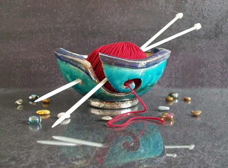 knitting bowl yarn lovers gift gift for knitters customizable colors yarn holder raku ceramic yarn bowl with swirled holes