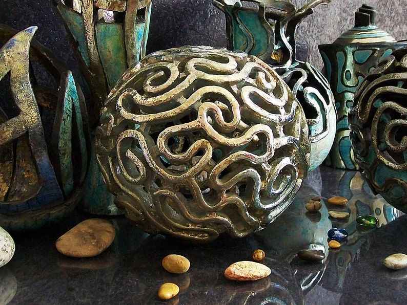 Raku ceramic table lamp brain coral Organic sculpture lamp coastal chic design various colors and sizes image 5