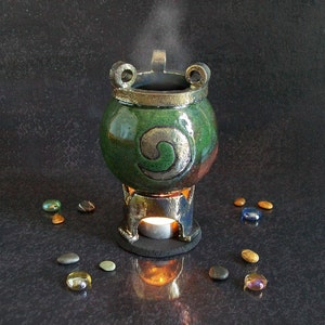 Bruciatore Per Aromaterapia In Ceramica Fatto A Mano – 11,7x7,3 Cm, Per Oli Essenziali E Cera, Base Sicura, Design Elegante, Per Meditazione E Relax