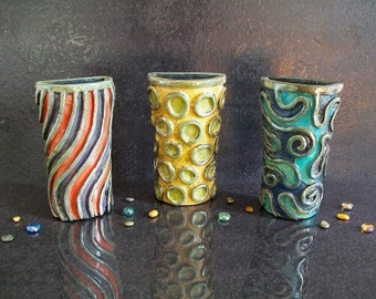 raku ceramic hanging radiator humidifier or wall vase, colorful coastal humidifiers for your radiator convertible in wall vases