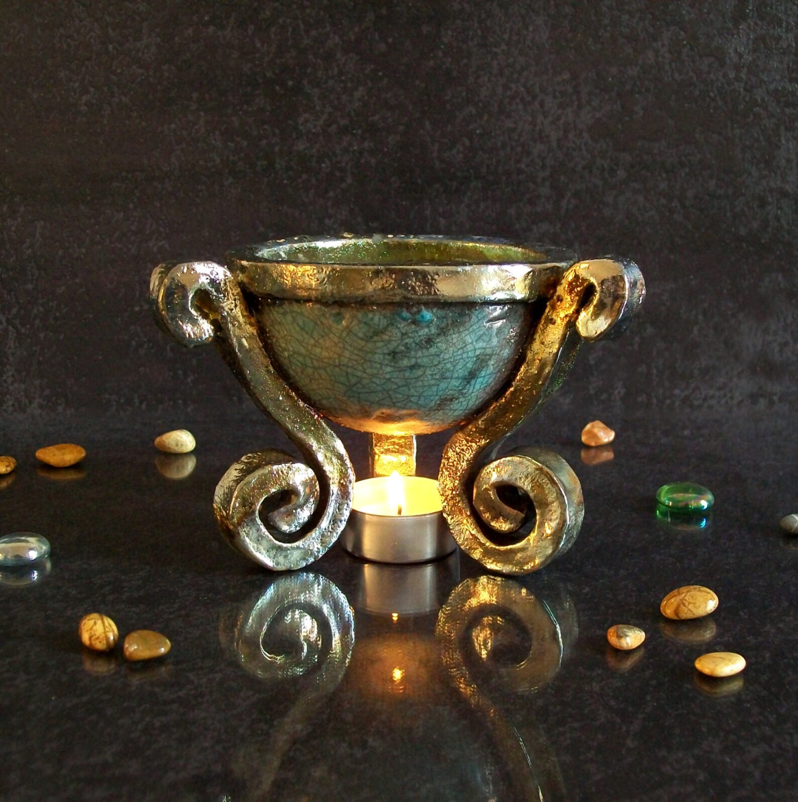 Raku Pottery Set of Three Bowls Ceramic Cauldrons Wicca Etsy