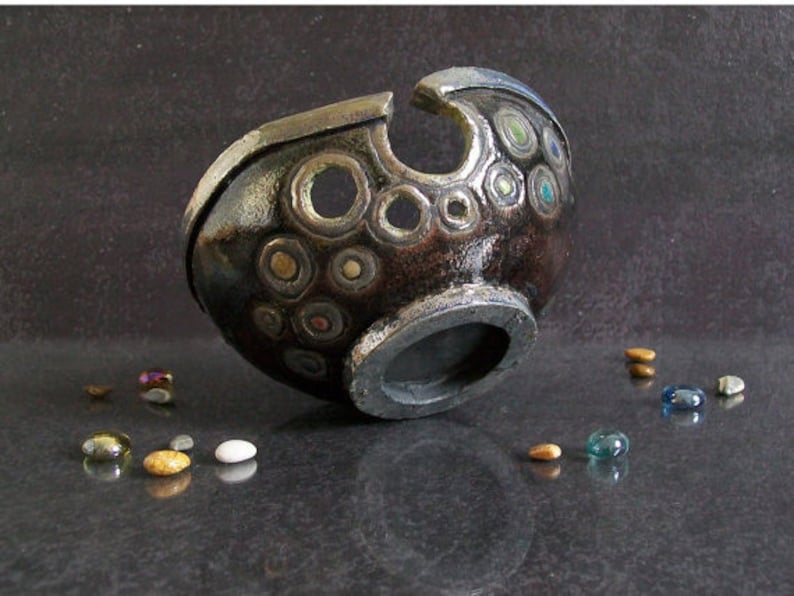 handmade yarn holder gift for knitters raku bowl ceramic knitting bowl raku pottery bronze yarn bowl crochet bowl bowl for knitting