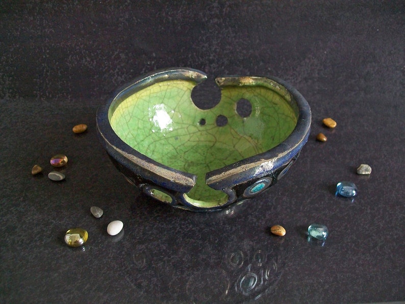 handmade yarn holder gift for knitters raku bowl ceramic knitting bowl raku pottery bronze yarn bowl crochet bowl bowl for knitting