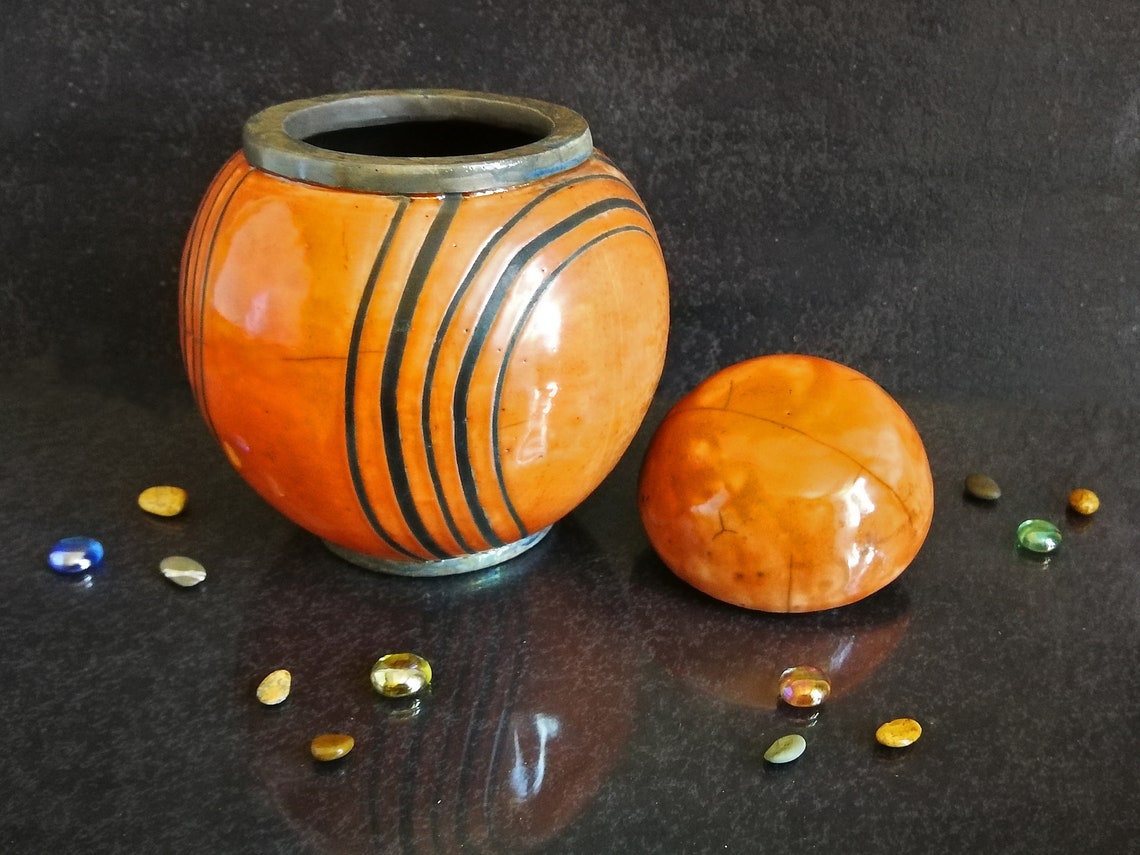 Raku Ceramic Round Orange Urn for Human or Pet Ashes Various Etsy