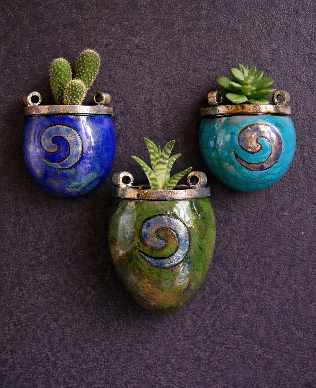 Koomuao Set Di 2 Vasi Da Parete In Ceramica Geometrici - Nero, Piccoli, Ideali Per Cactus E Fiori Secchi, Decorazione Moderna