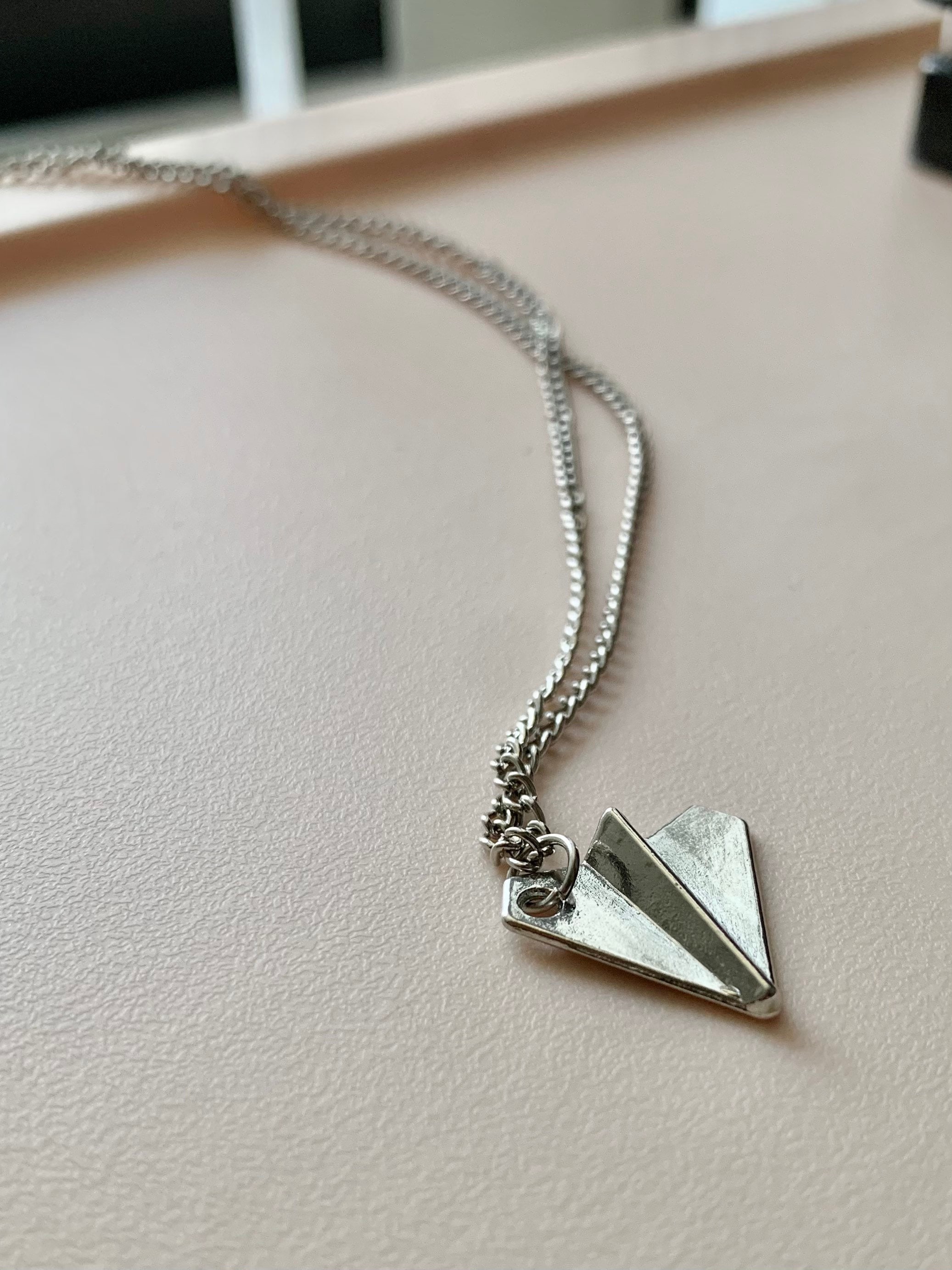 Paper Airplane Charm Necklace