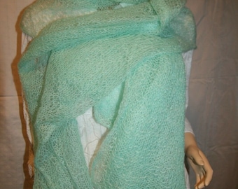 Details sur Mohair Stola Cape, Pelerine, Poncho Main 300 x 50 cm turquoise claire 85 % Poil d’animal Mohair (chèvre) 15Poly