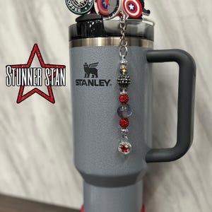 Pack de 4 pajitas decorativas de Bucky Barnes, el Soldado del Invierno, para vasos Stanley de 10 mm