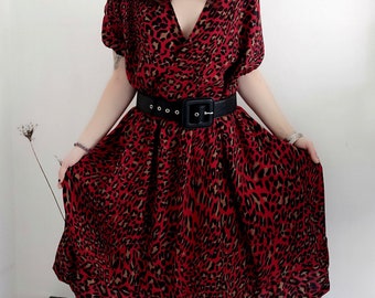 Persefone model dress in red spotted viscose, Size 1, from 38 to 44