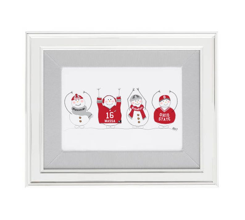 Personalized Ohio Snowmen Digital For 5 X 7 Frame Image 0