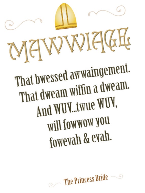 Handmade Funny Mawwiage Card From The Princess Bride Movie Etsy