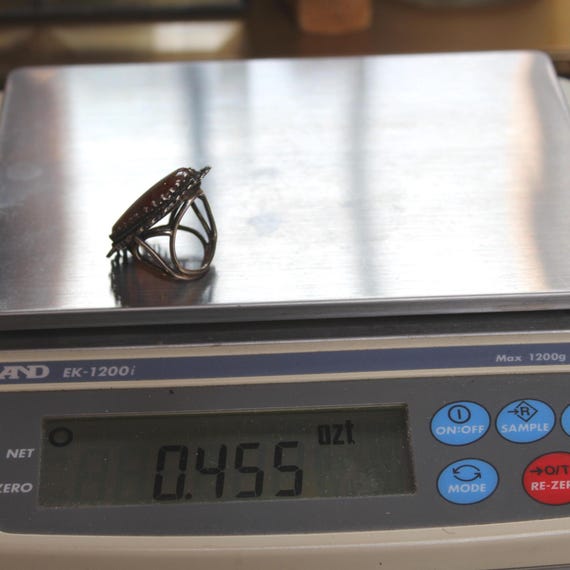 Moss Agate Sterling Silver Statement Vintage Ring… - image 7