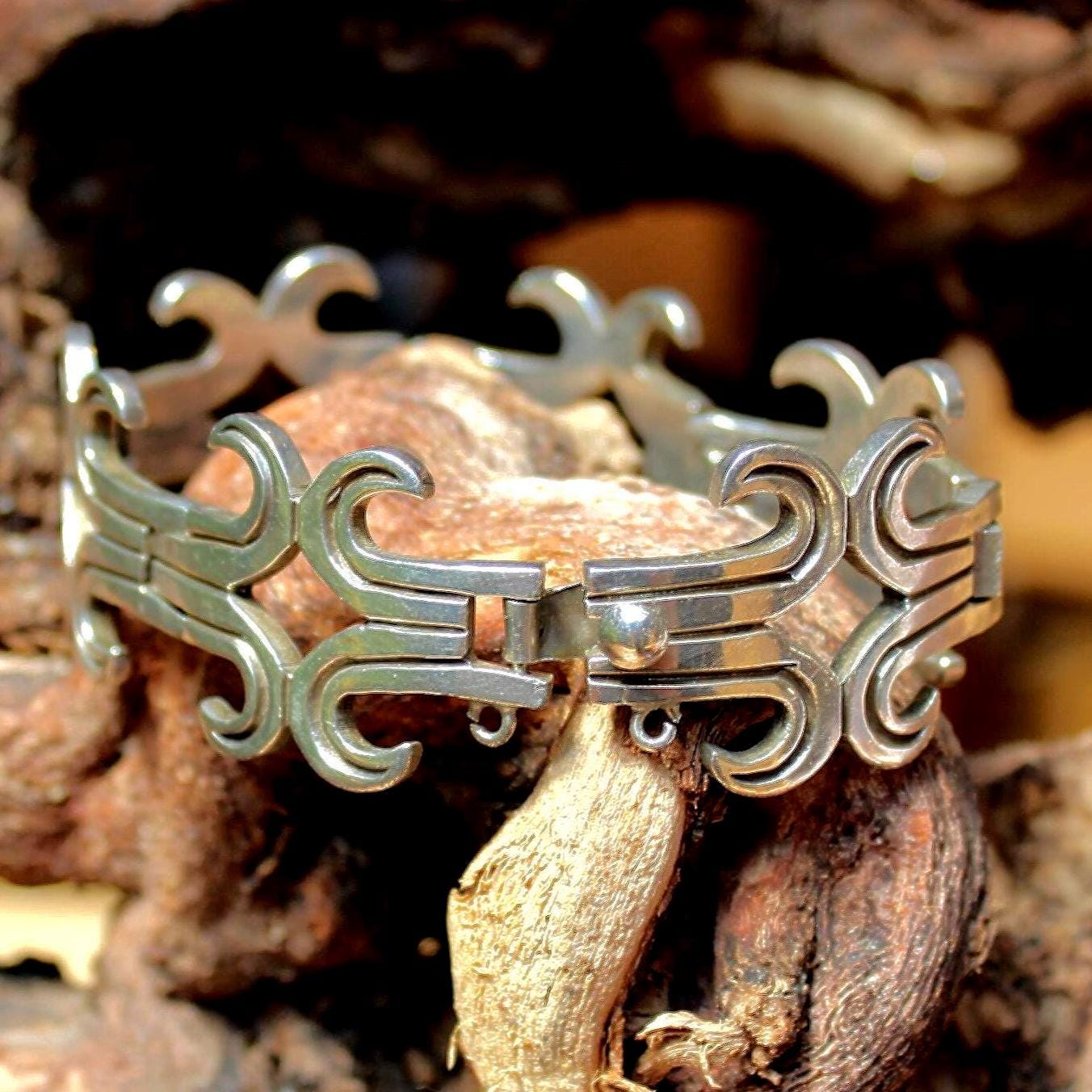 Vintage Taxco Mexico Sterling Silver Statement Bracelet – Heavy