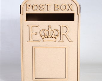 Wedding Post Box, Royal Mail Styled, Flat Pack, Unpainted MDF for Cards etc