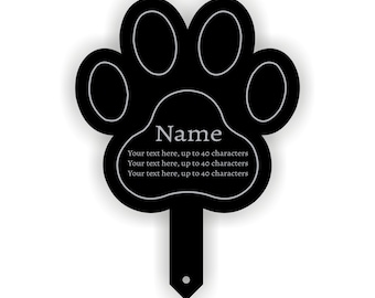Personalised Metal Paw Print Memorial Grave Marker by LaserSmith - Waterproof, hard wearing NOT PLASTIC!! Shipped globally!