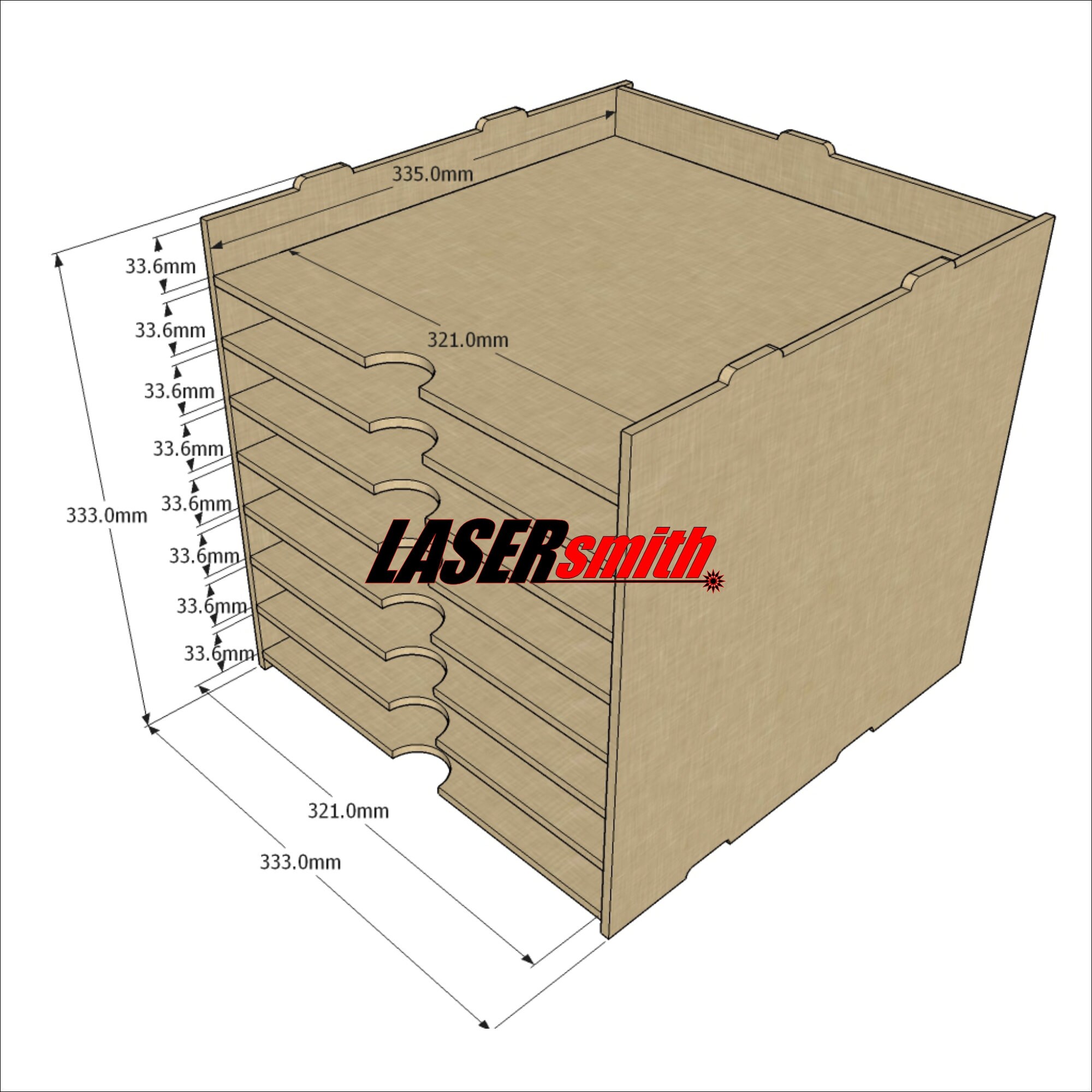 LaserSmith - 6 Shelf Kallax Storage for 12x12 Plastic Storage Containers