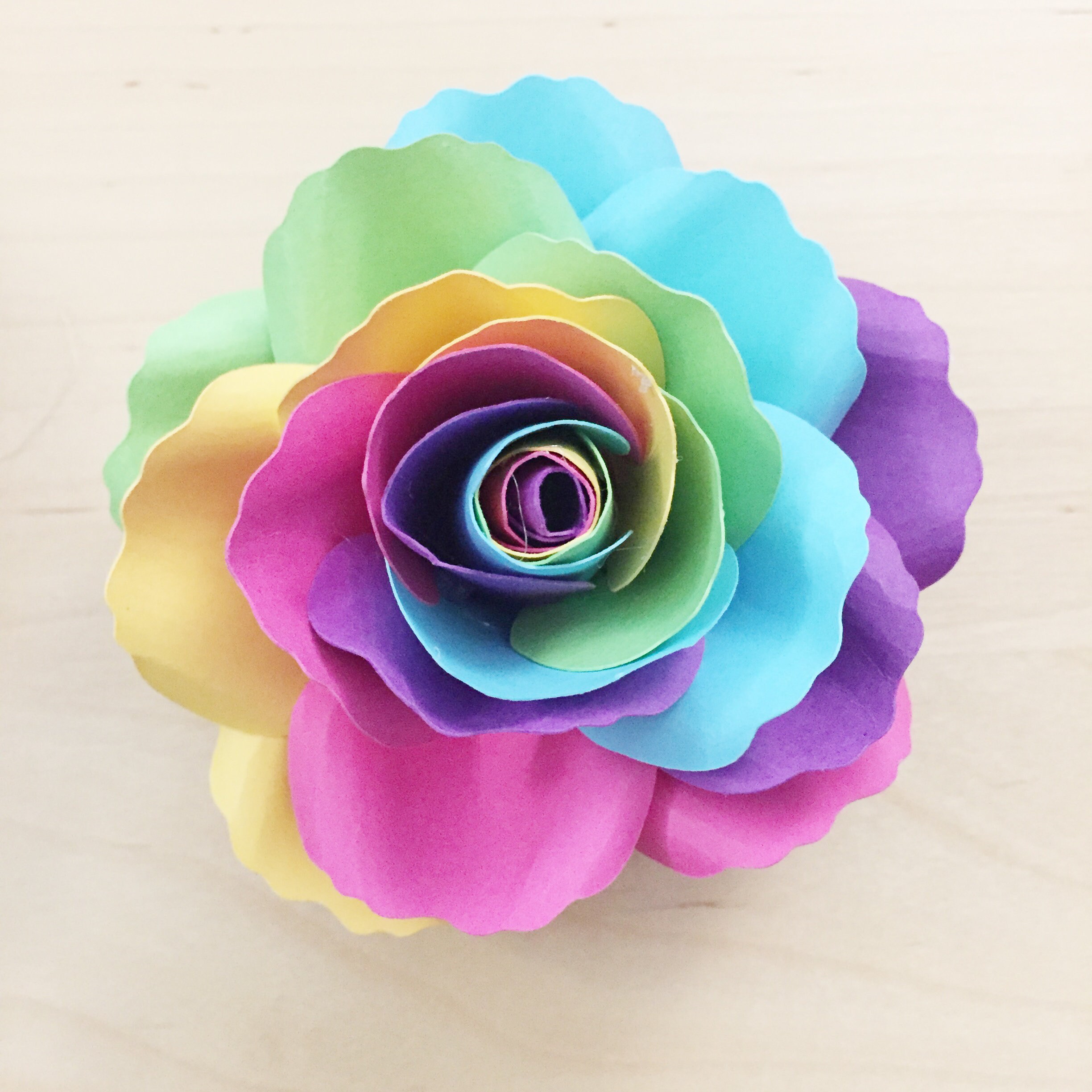 Download Rainbow Rose Paper Flower Template Digital Download With Video Instruction Svg Pdf