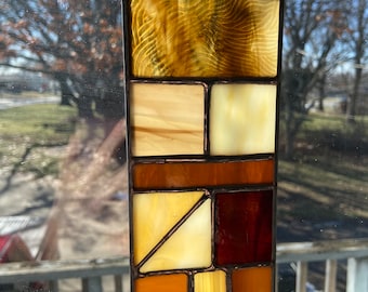 Stained Glass Hanging Sun Catcher Mid Century Modern Style