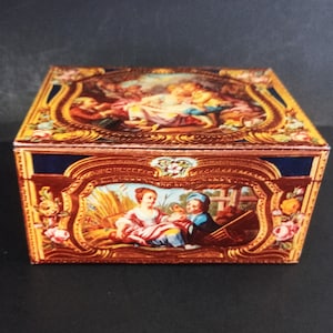 Vintage Tin Kemps Chocolate Biscuits and Dobsons Chocolates Reproduction of French Snuff box