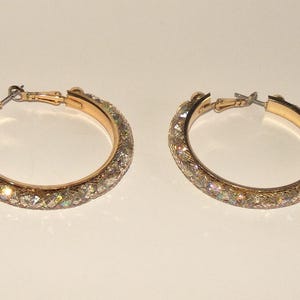 Vintage Large Sparkly Hoop Earrings Pierced