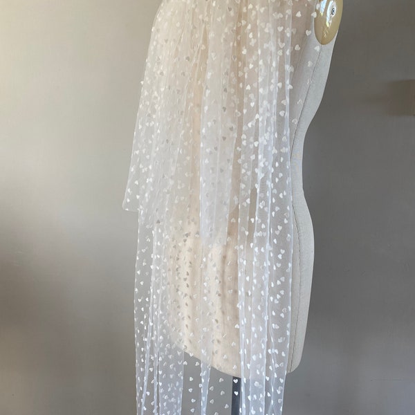 Heart shaped spotty tulle double tier bridal veil