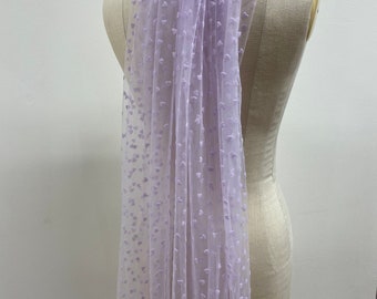 Flocked heart lilac bridal veil