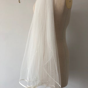 Satin binding edge on soft tulle bridal veil finger tip length wedding accessory image 2