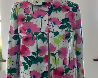 Floral cotton linen jacket mother of the bride or groom bolero wedding outfit