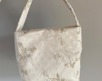 Wedding satin purse bridal bag with lace